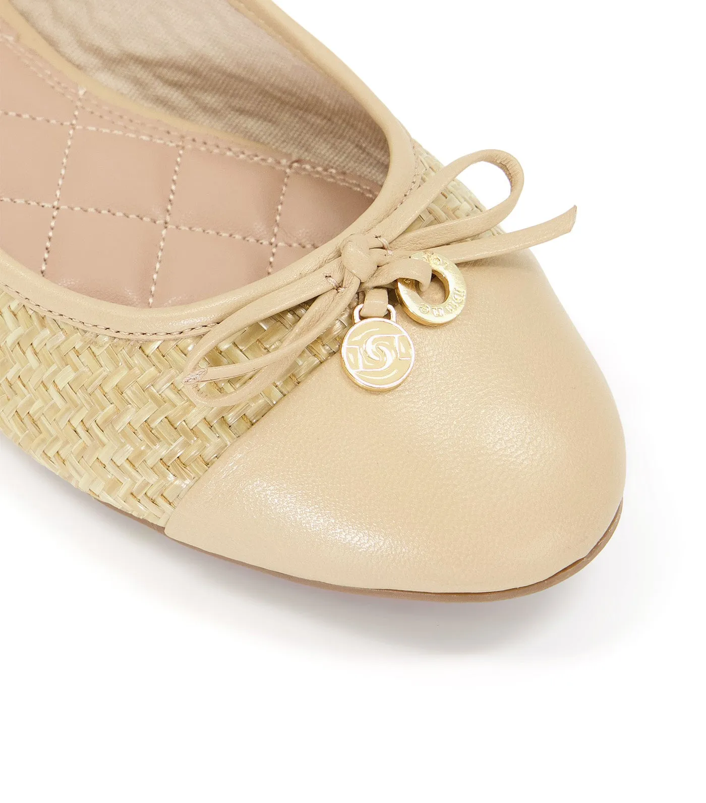 Hallo Raffia Woven Ballerina Shoes Natural