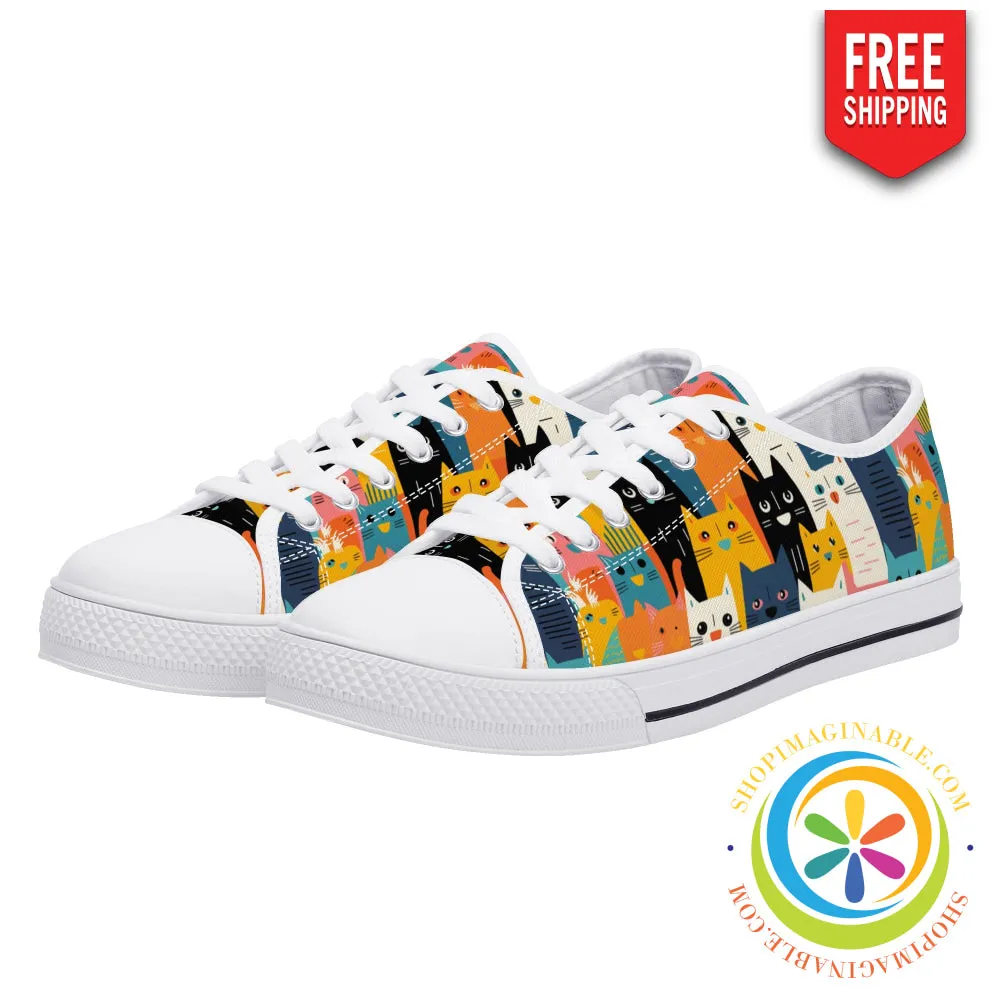 Happy Cat Lady Ladies Low Top Canvas Shoes