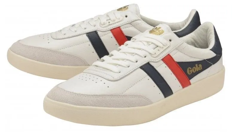 Inca Leather Trainer (White   Navy   Red)