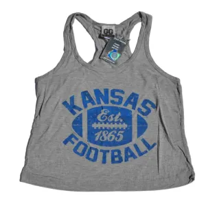 Kansas Jayhawks GG Women Gray Football Performance Loose Dance Tank Top