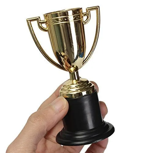 Kicko Plastic Trophies - 24 Pack 4 Inch Cup Golden Trophies for Children, Competitions