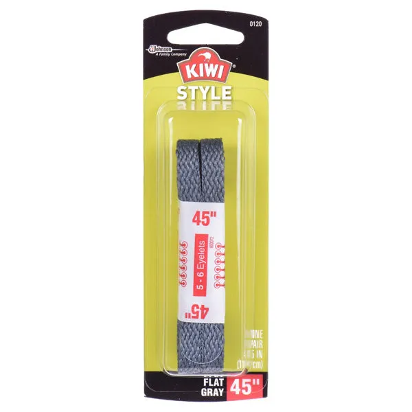 KIWI - Style 45 Inch Shoe Laces Flat Grey - 1 Pair