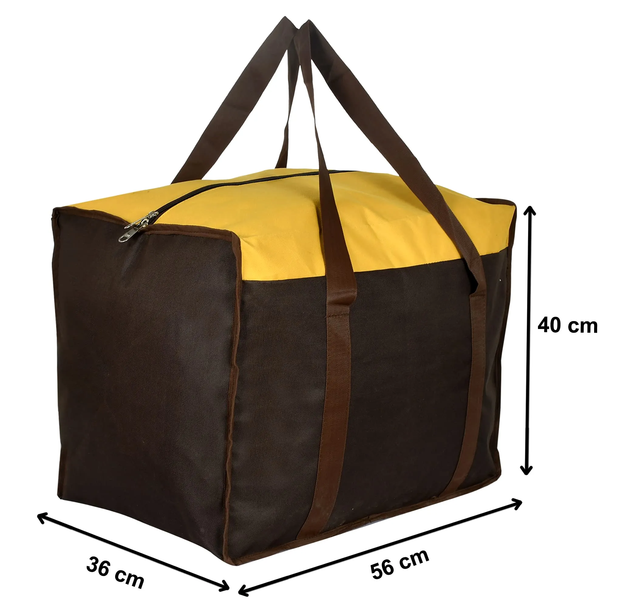 Kuber Industries Medium Size Water Resistant Foldable Reusable Shopping Bag, Grocery Bag, Large Storage Bin Tote Bag for Clothes,Toys,Shoes and Picnic-Pack of 3 (Brown & Yellow)