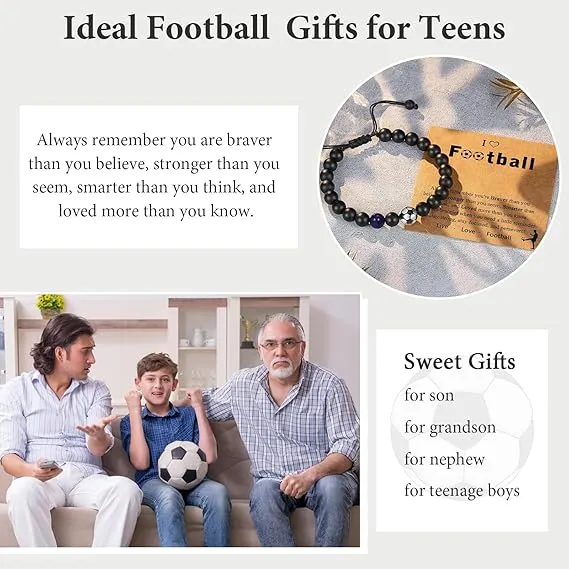 LINXINS Football Bracelets for Boys, Football Gifts for Teenage Boys Age 8 9 10 11 12 13 14 15 Years Old, Birthday Christmas Graduation Gifts