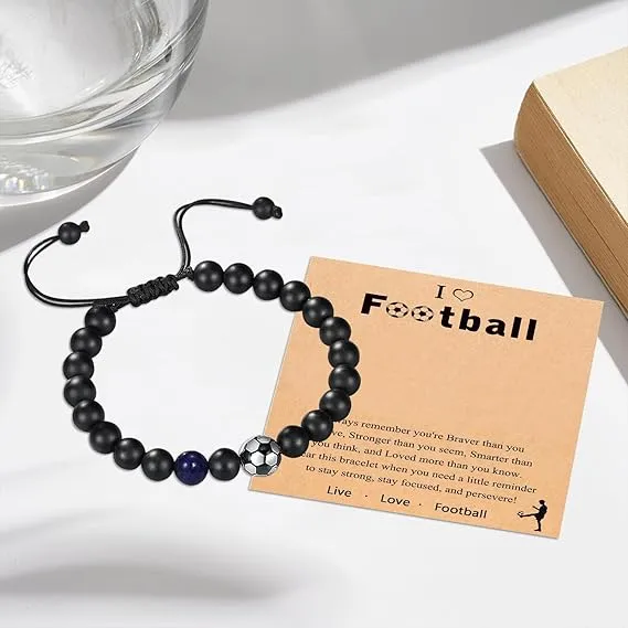 LINXINS Football Bracelets for Boys, Football Gifts for Teenage Boys Age 8 9 10 11 12 13 14 15 Years Old, Birthday Christmas Graduation Gifts