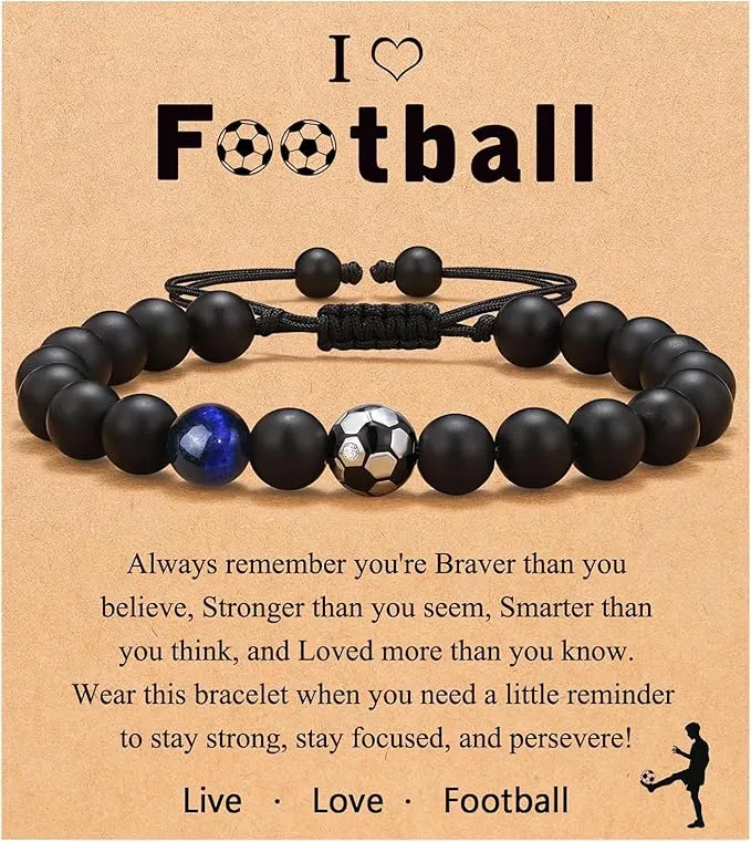 LINXINS Football Bracelets for Boys, Football Gifts for Teenage Boys Age 8 9 10 11 12 13 14 15 Years Old, Birthday Christmas Graduation Gifts