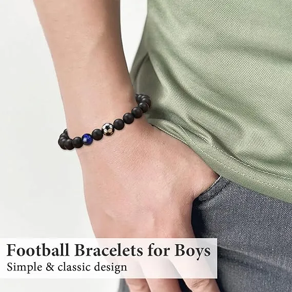 LINXINS Football Bracelets for Boys, Football Gifts for Teenage Boys Age 8 9 10 11 12 13 14 15 Years Old, Birthday Christmas Graduation Gifts