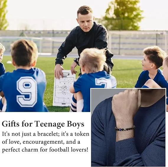 LINXINS Football Bracelets for Boys, Football Gifts for Teenage Boys Age 8 9 10 11 12 13 14 15 Years Old, Birthday Christmas Graduation Gifts