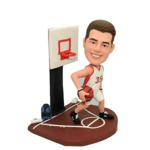 Male Basketball Player Playing Basketball On Basketball Court Custom Figure Bobblehead