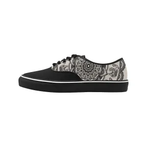 Men's Big Size Elephant Mandala Print Canvas Low Top Shoes