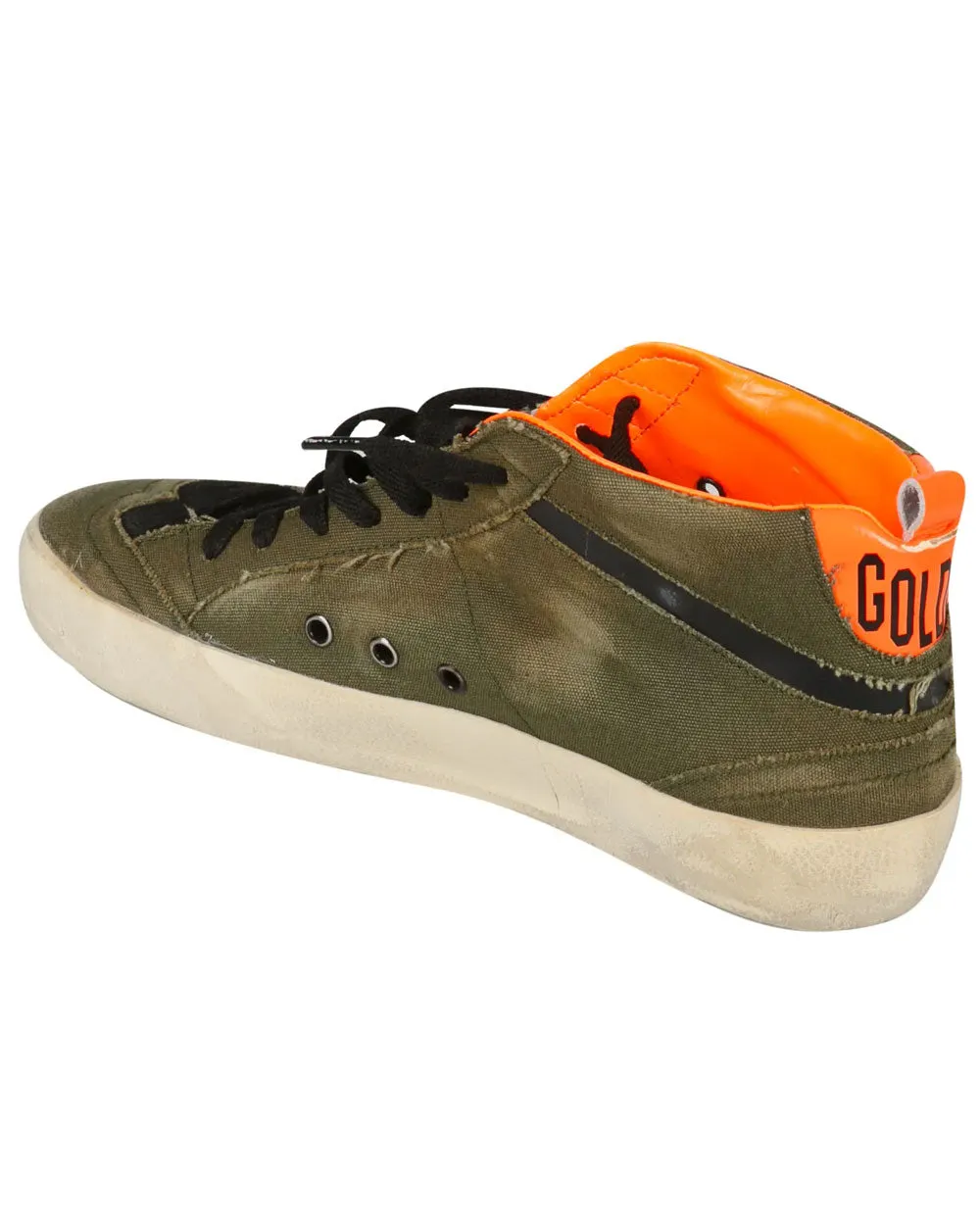 Mid Star Sneaker in Military Green, Black, and Orange