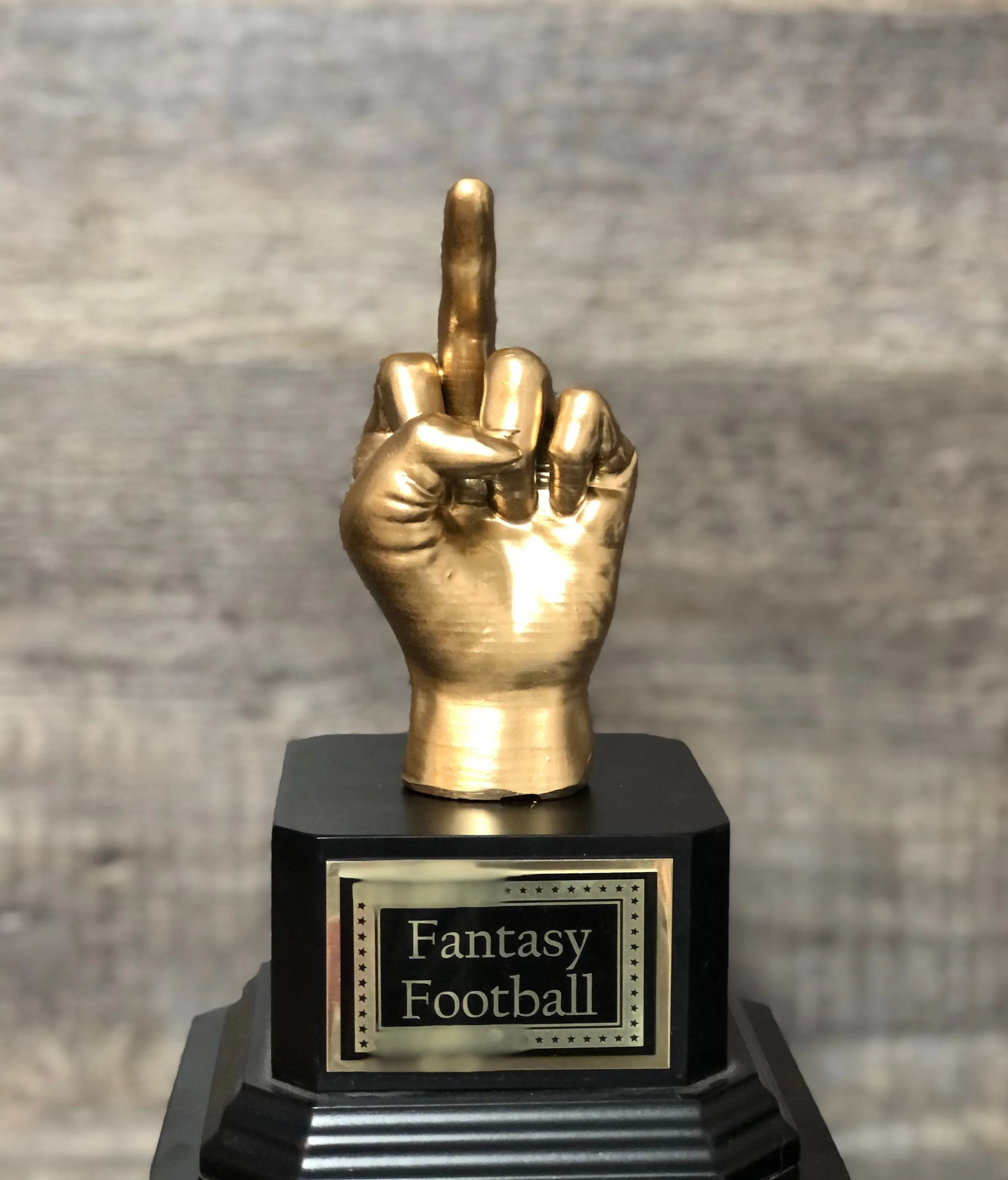 Middle Finger Soccer Trophy Fantasy League Perpetual Worst Stats Trophy Funny Trophy Gag Flipping The Bird F*ck You One Finger Two Words