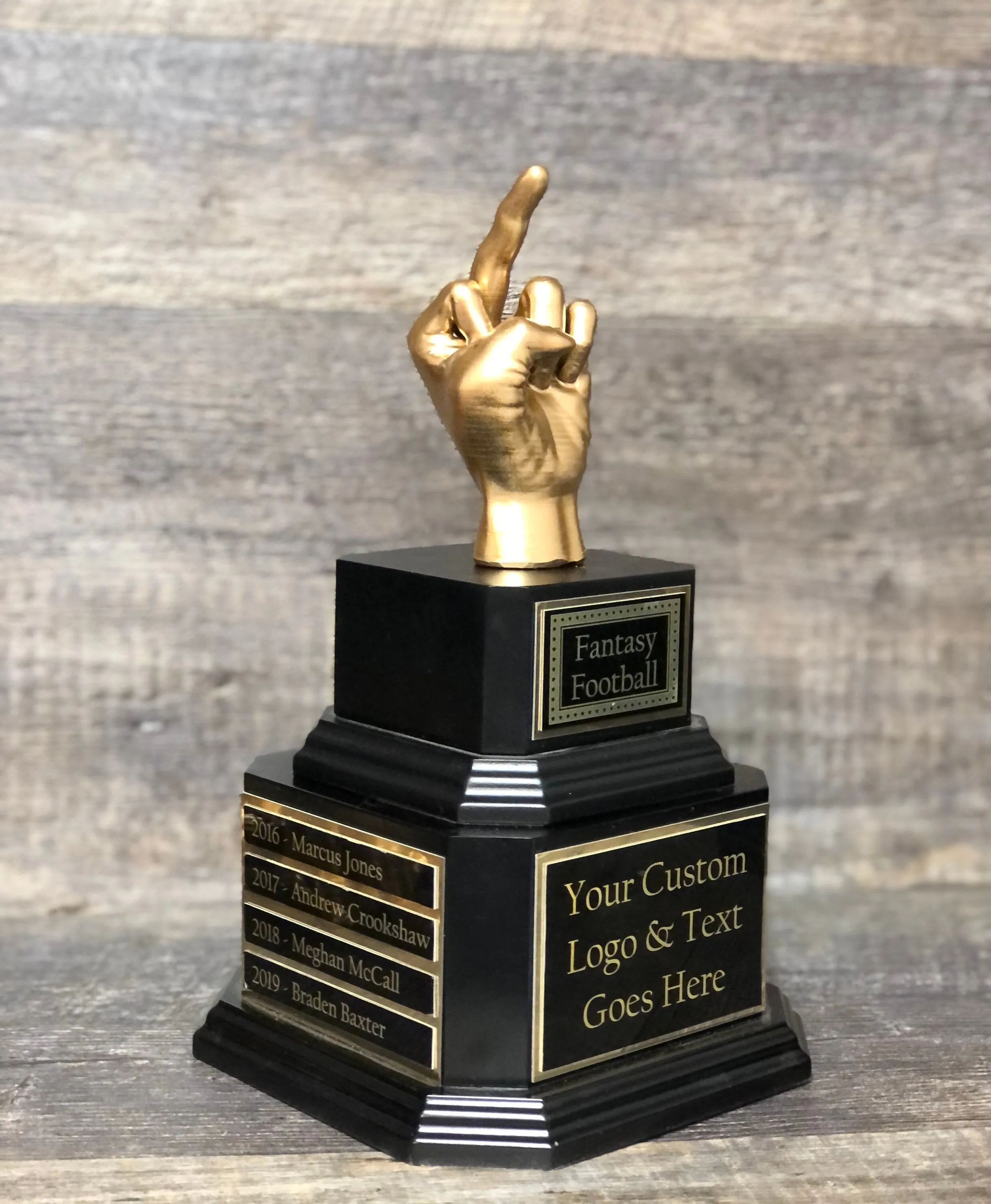 Middle Finger Soccer Trophy Fantasy League Perpetual Worst Stats Trophy Funny Trophy Gag Flipping The Bird F*ck You One Finger Two Words