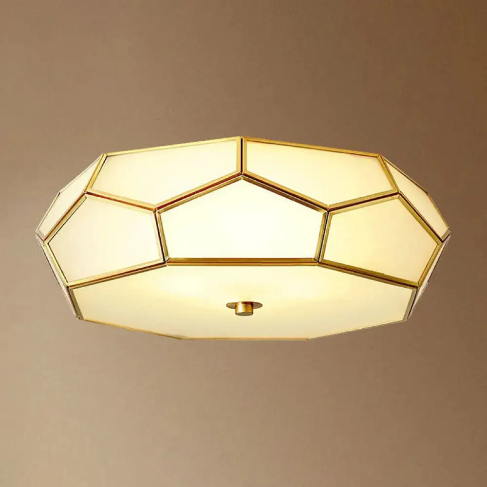 Minimalist Football Design Ceiling Light with Brass Finish – Flush Mount Glass Fixture