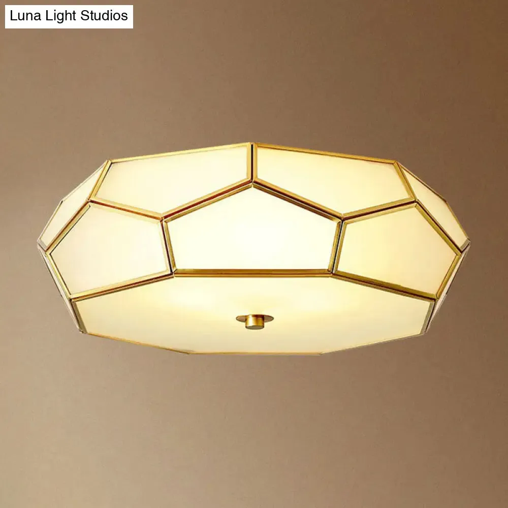 Minimalist Football Design Ceiling Light with Brass Finish – Flush Mount Glass Fixture