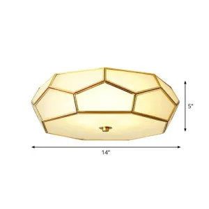 Minimalist Football Design Ceiling Light with Brass Finish – Flush Mount Glass Fixture