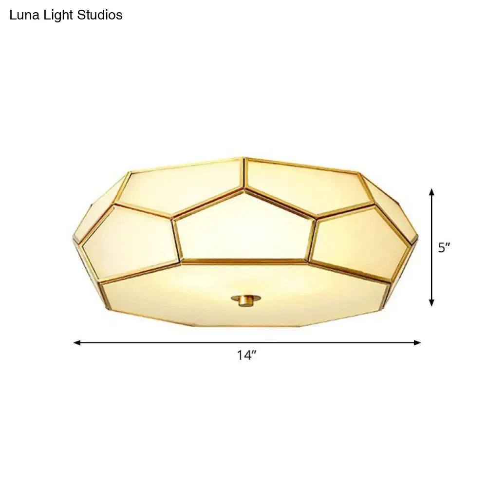 Minimalist Football Design Ceiling Light with Brass Finish – Flush Mount Glass Fixture