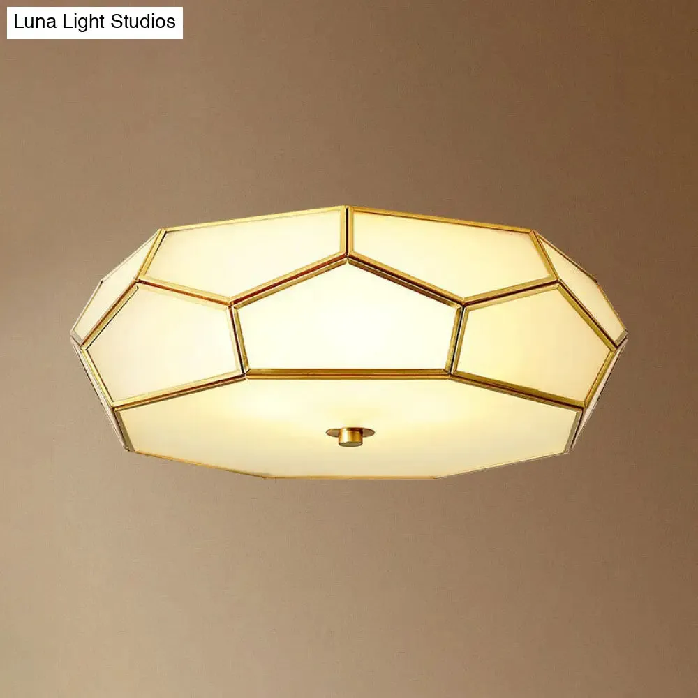 Minimalist Football Design Ceiling Light with Brass Finish – Flush Mount Glass Fixture