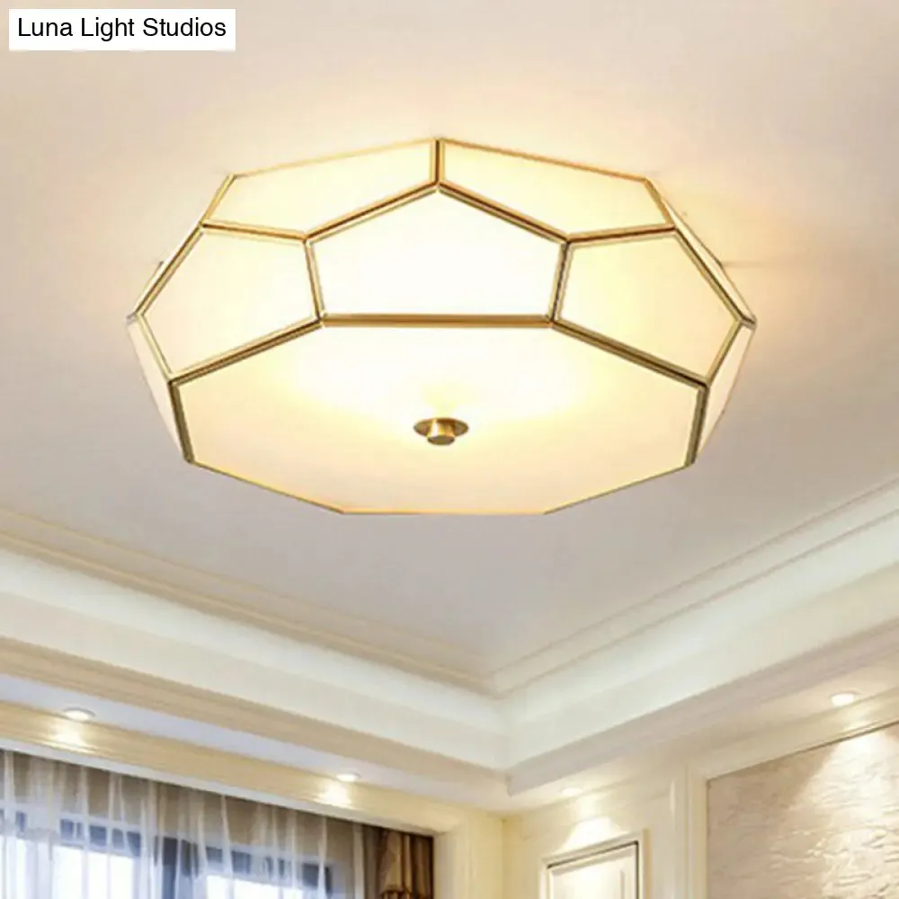 Minimalist Football Design Ceiling Light with Brass Finish – Flush Mount Glass Fixture