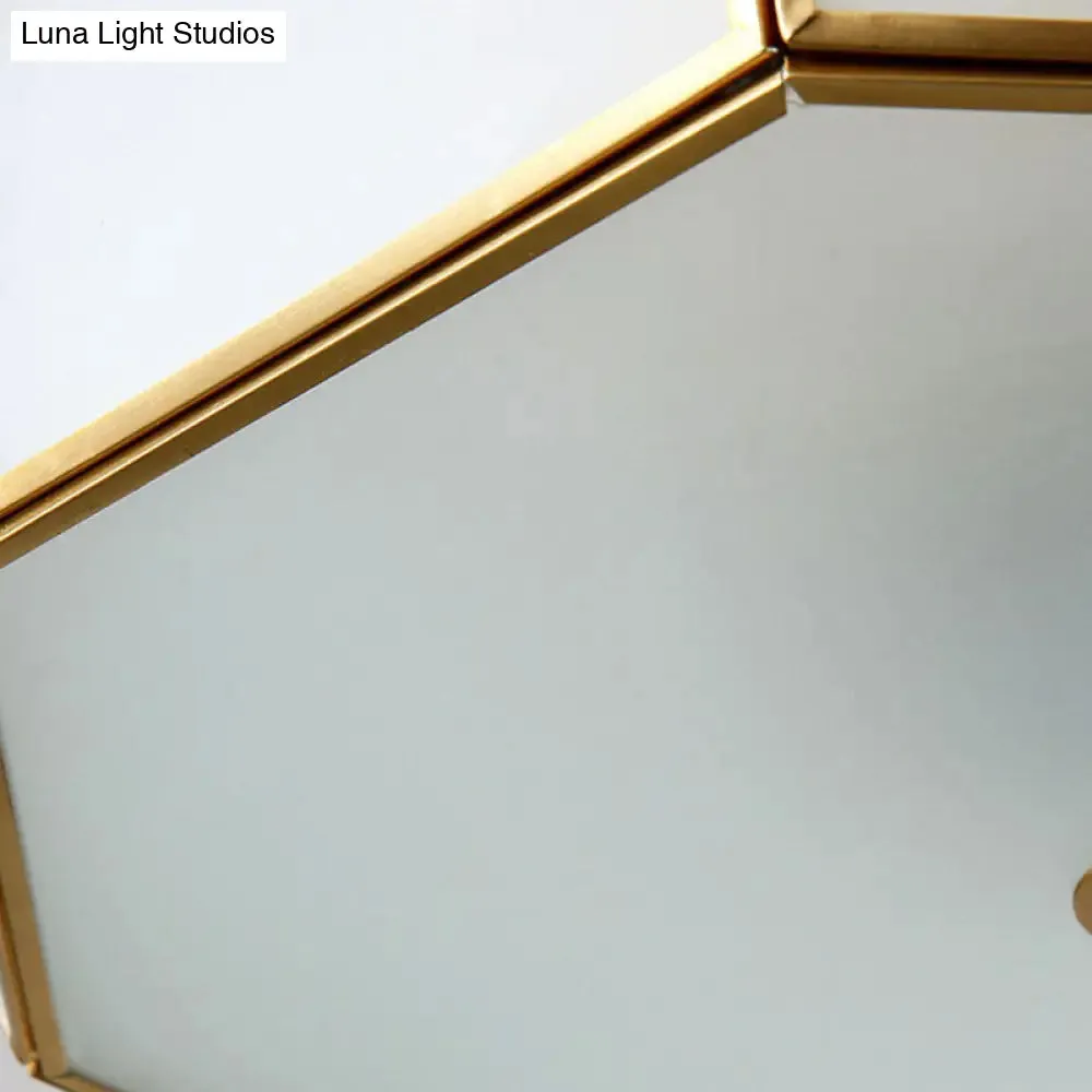 Minimalist Football Design Ceiling Light with Brass Finish – Flush Mount Glass Fixture