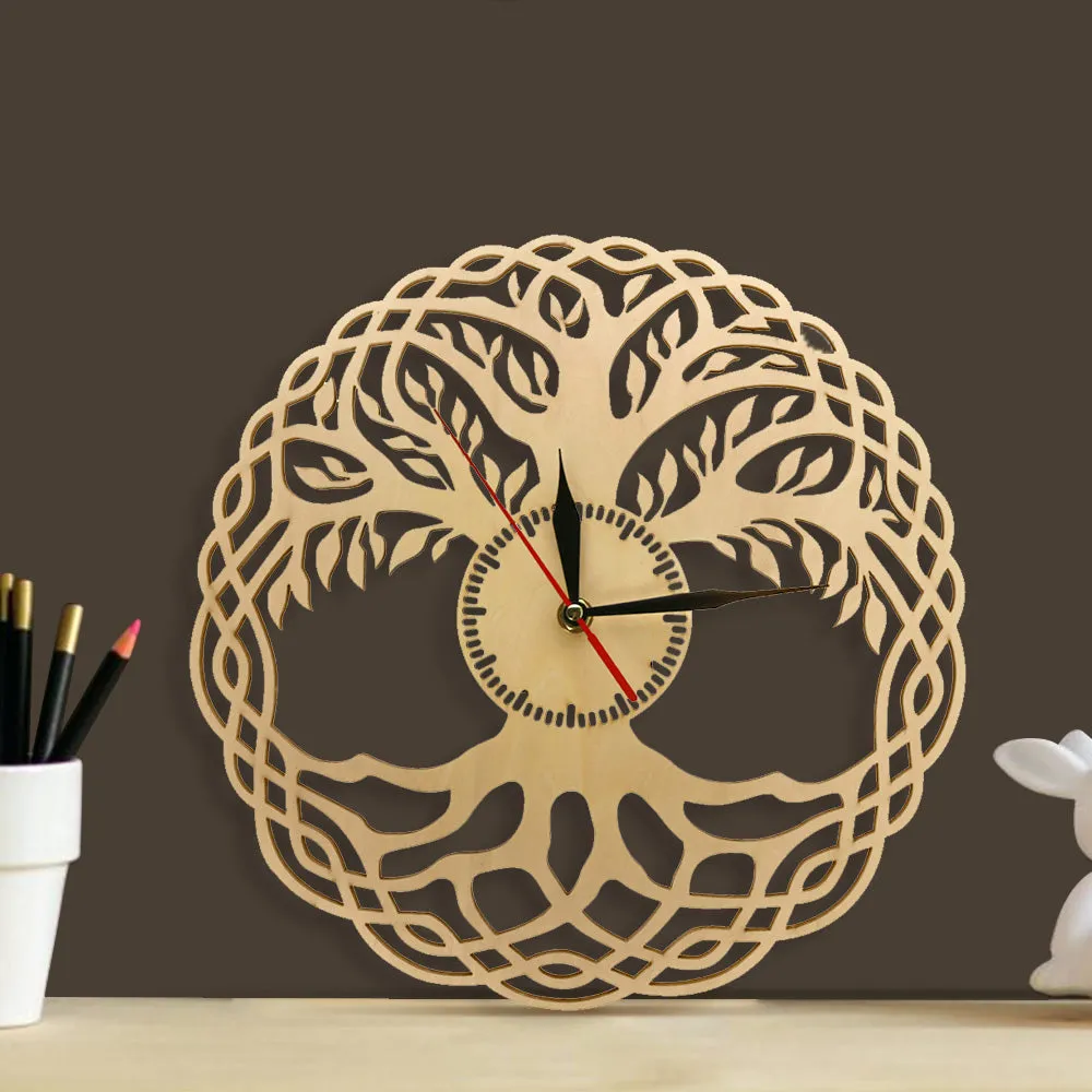 Modern Wall Clock Sacred Geometry Handmade Masterpiece Rustic Wooden Tree Of Life Wall Clock Infinity Tree Home Decor Zen