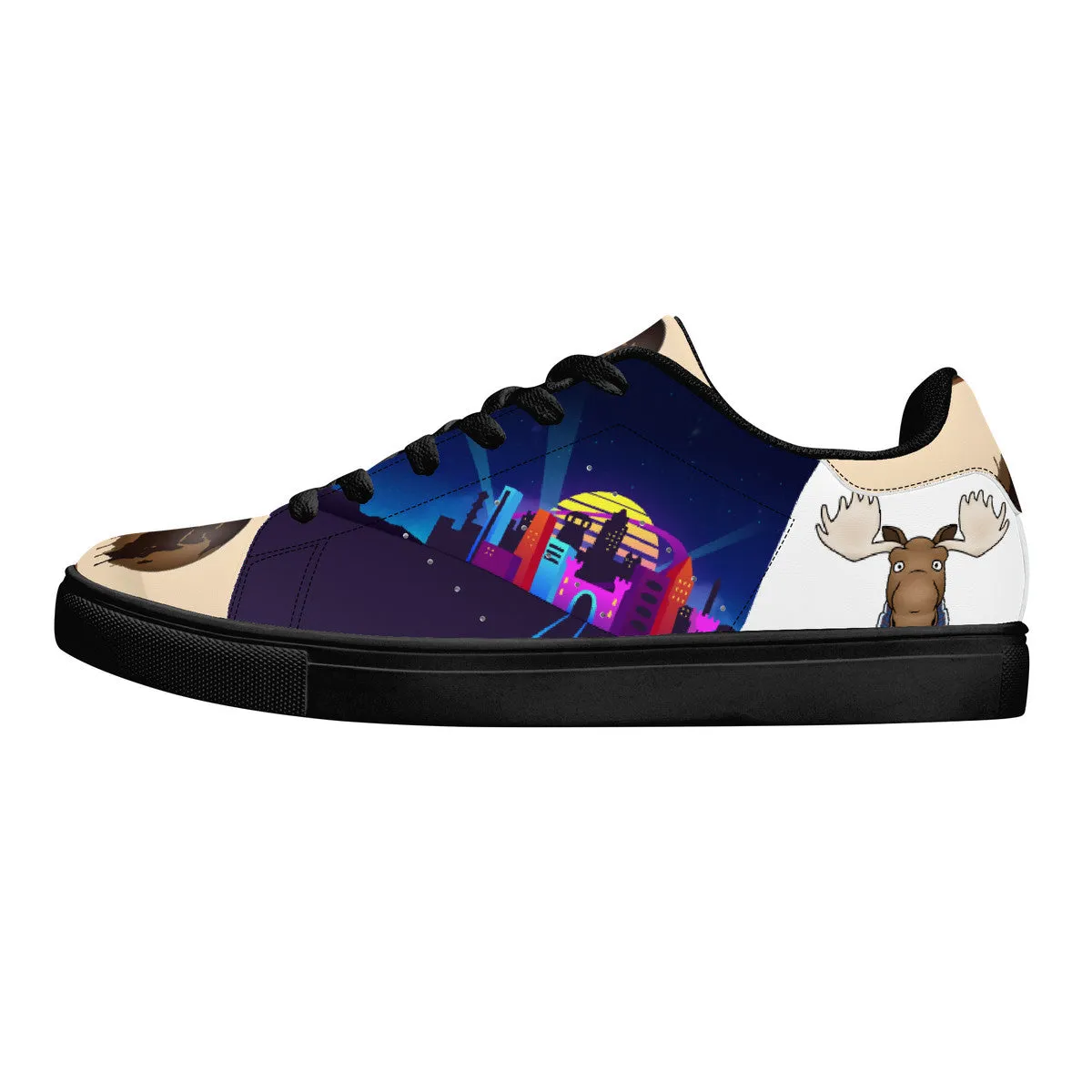 Moose with a Scarf - Black | Low Top Customized | Shoe Zero