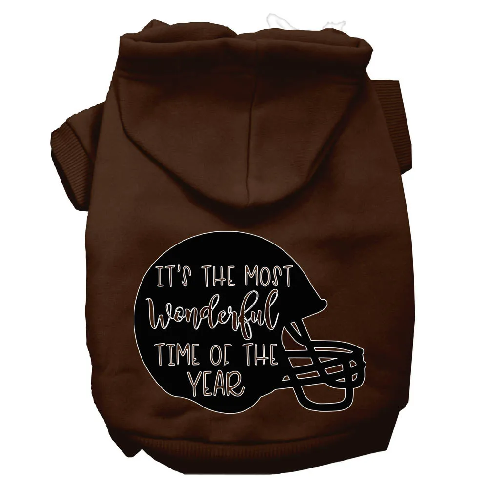 Most Wonderful Time Of The Year (football) Screen Print Dog Hoodie Brown Xl