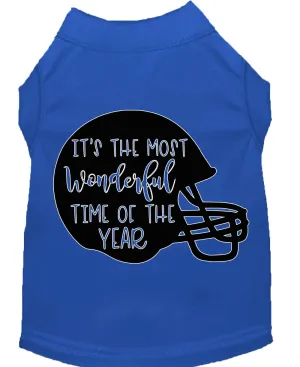 Most Wonderful Time Of The Year (football) Screen Print Dog Shirt Blue Xxl