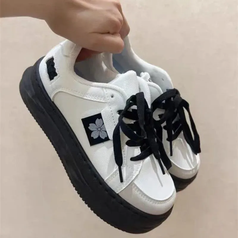 Mqtime  Women Shoes Casual Sneakers Flat Tennis Female Kawaii White Vulcanize Korean Footwear