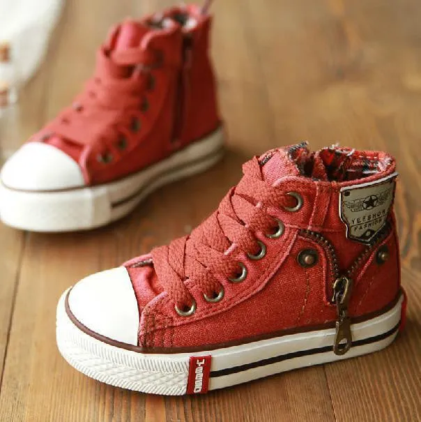 New Arrival Children Shoes Denim Jeans Zipper Sneakers Boys and Girls Casual Kid Shoes