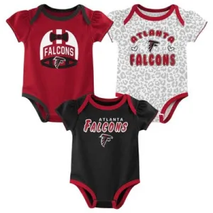 New - NFL Atlanta Falcons Baby Girls' Onesies 3pk Set - 0-3M