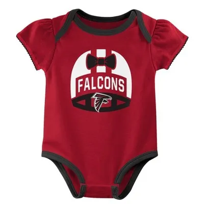 New - NFL Atlanta Falcons Baby Girls' Onesies 3pk Set - 0-3M