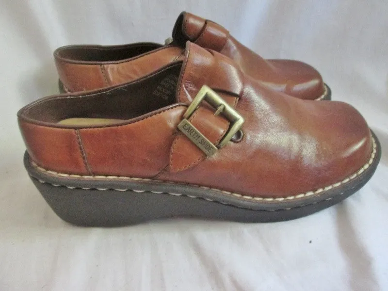 NEW Womens GELRON 2000 EARTH SHOE Leather HICKORY BROWN MOC 7.5 Clog