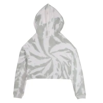 NFL Minnesota Vikings Girls' Gray Tie-Dye Crop Hooded Sweatshirt - S