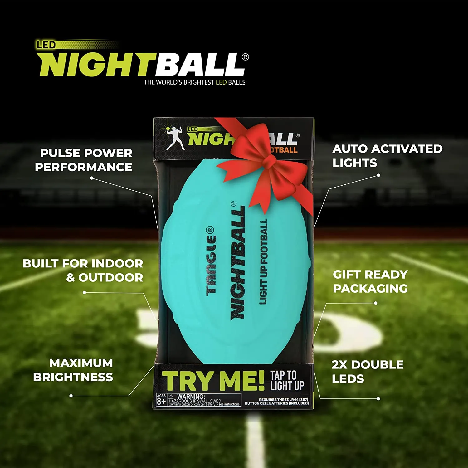 Nightball Glow in the Dark Light Up Football Blue