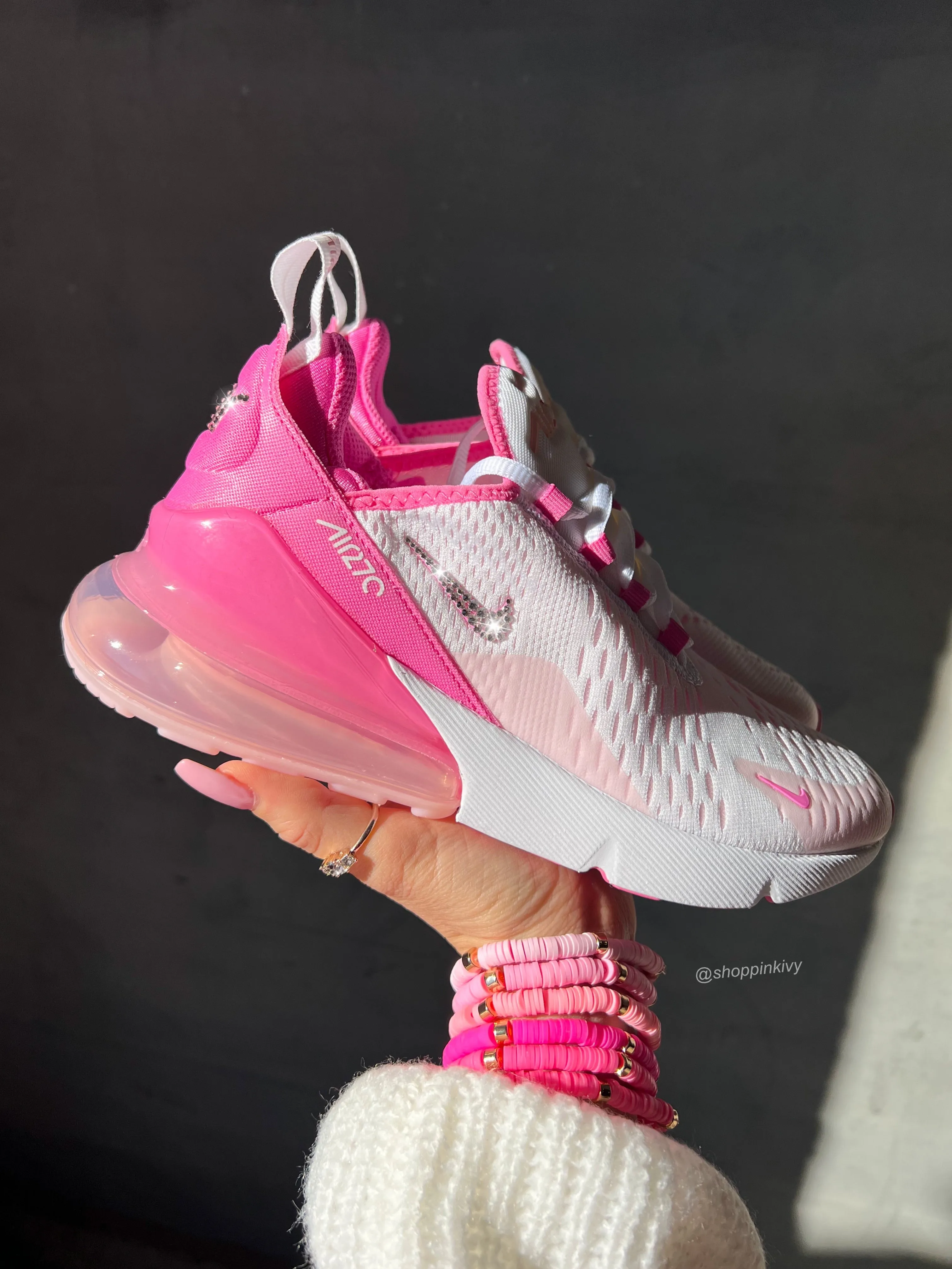 Pink Swarovski Nike Womens Girls Air 270