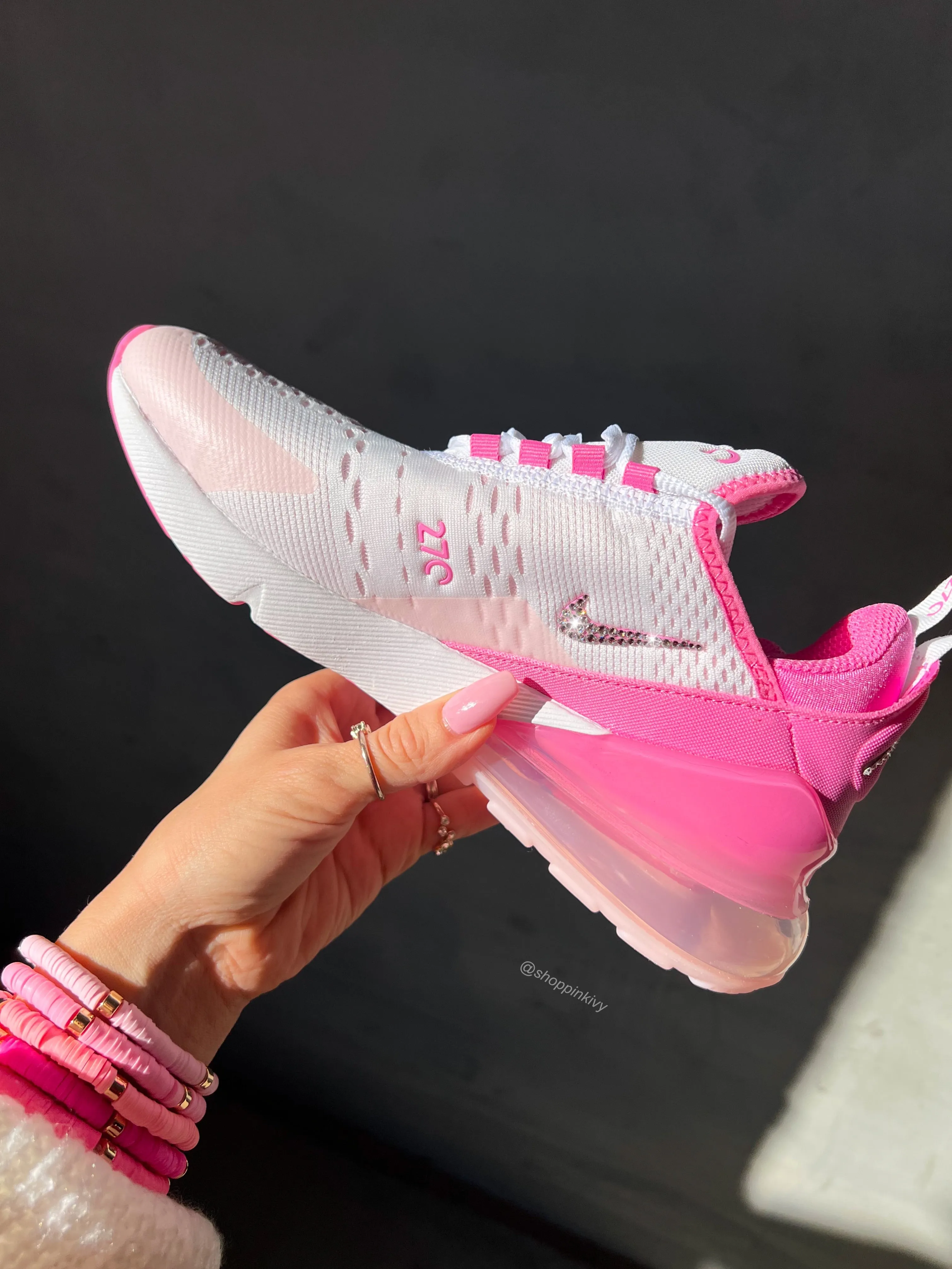 Pink Swarovski Nike Womens Girls Air 270