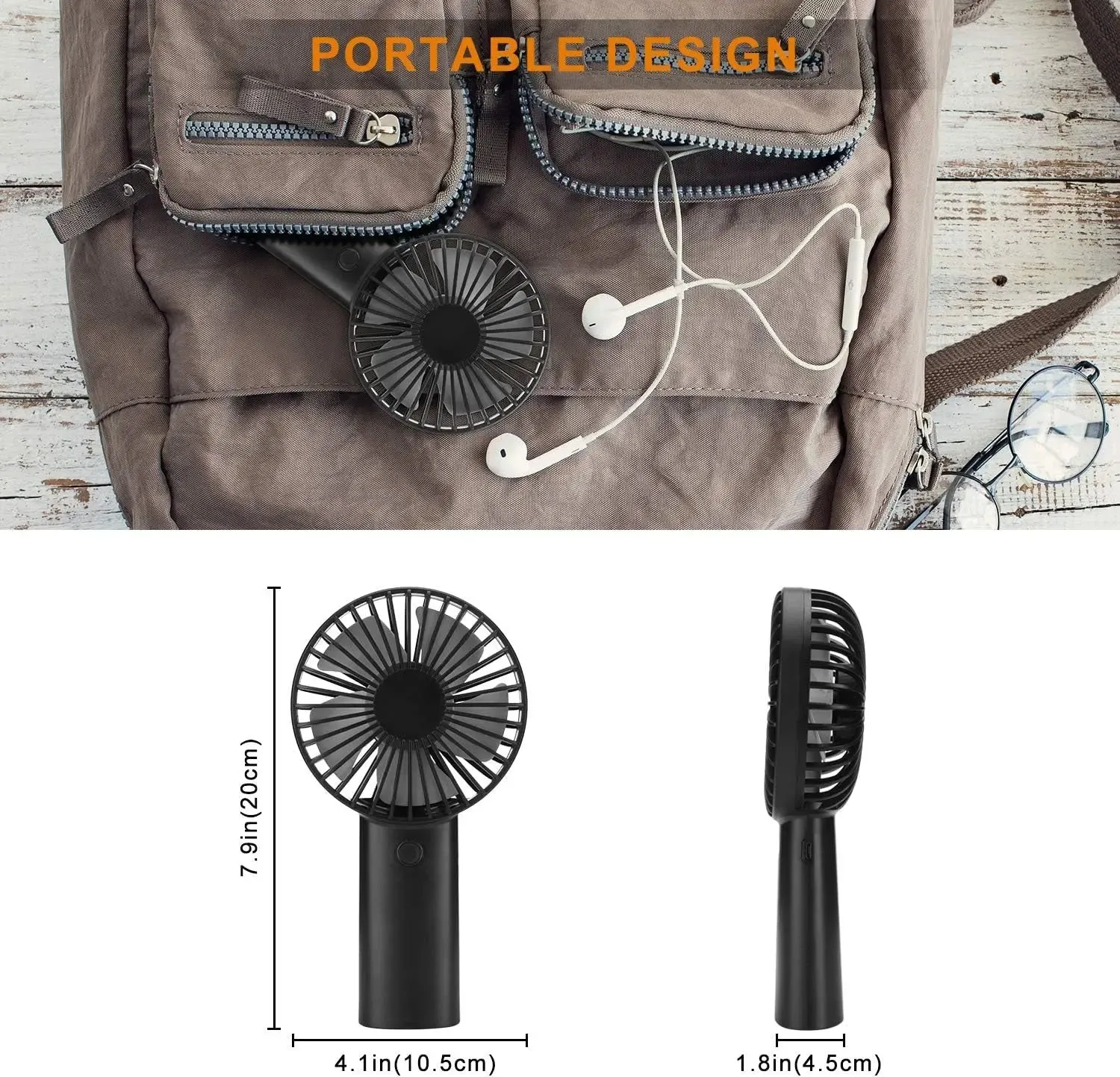 portable fan Portable Handheld Fan, 4400Mah Battery Operated Rechargeable Personal Fan, 6-15 Hours Working Time for Outdoor Activities, Summer Gift for Men Women