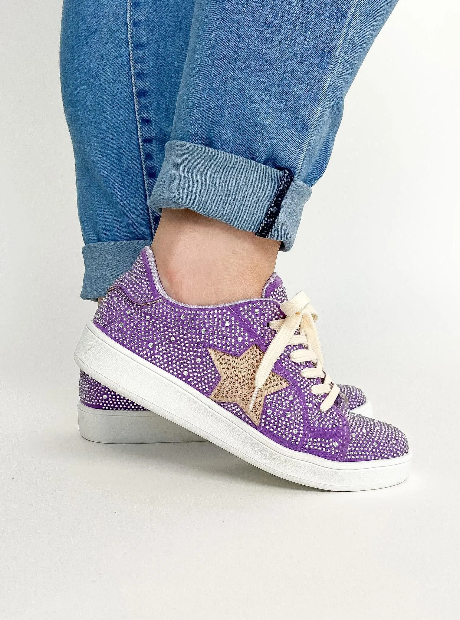 Purple & Gold Rhinestone Sneakers