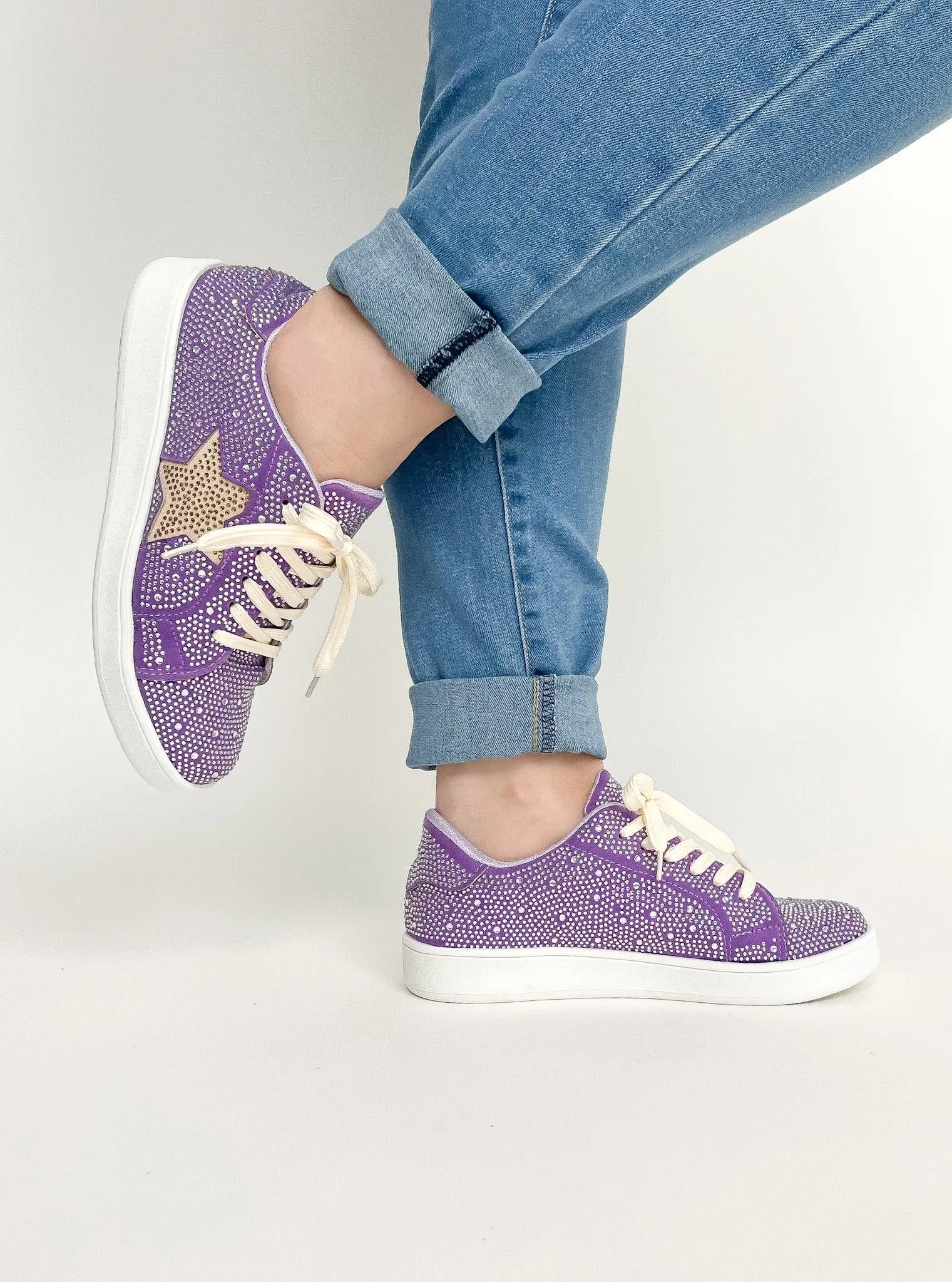 Purple & Gold Rhinestone Sneakers