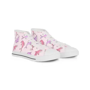 Purple and Pink Dolphins Men's High Top Sneakers