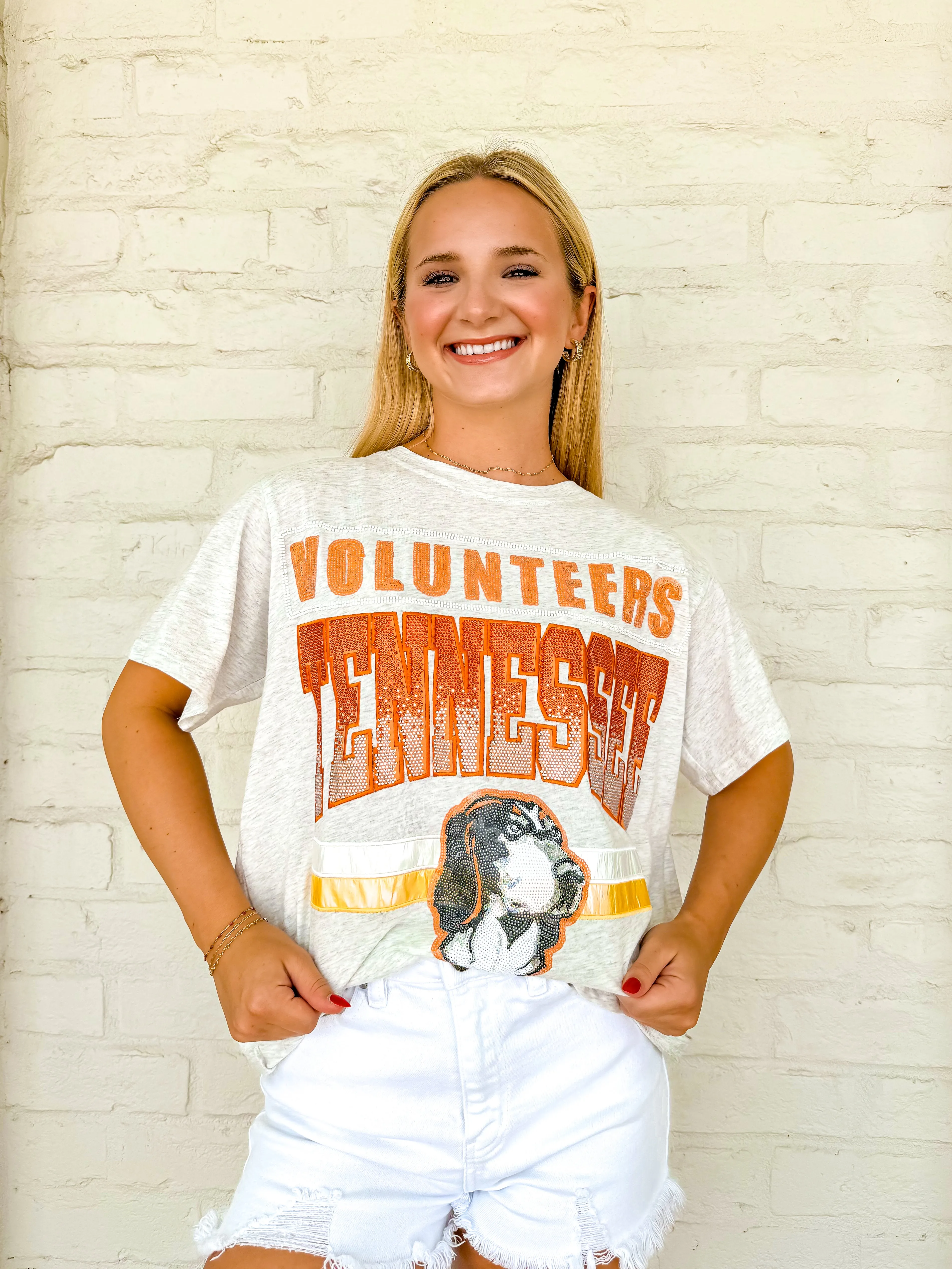 Queen Of Sparkles Grey Volunteers Tennessee Vintage Tee