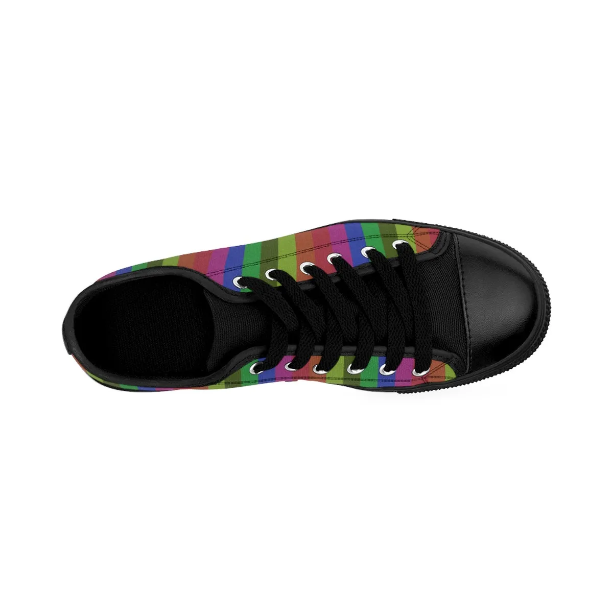 Rainbow Stripe Men's Sneakers, Low Top Sneakers Running Shoes For Men (US Size: 6-14)