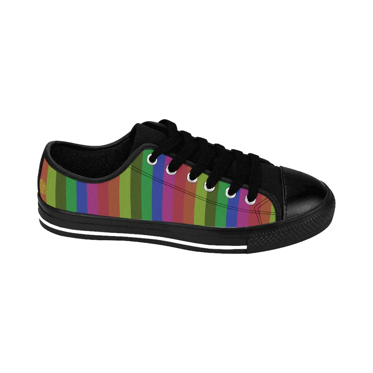 Rainbow Stripe Men's Sneakers, Low Top Sneakers Running Shoes For Men (US Size: 6-14)