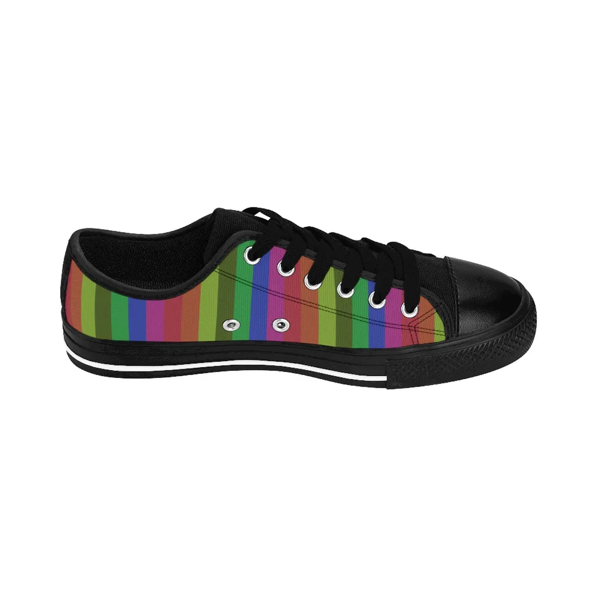 Rainbow Stripe Men's Sneakers, Low Top Sneakers Running Shoes For Men (US Size: 6-14)