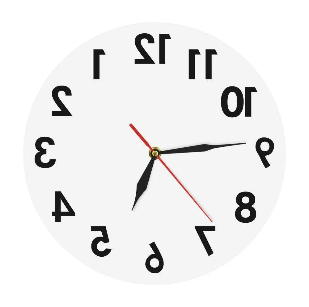 Reverse Wall Clock Unusual Numbers Backwards Modern Decorative Clock Watch Excellent Timepiece For Your Wall