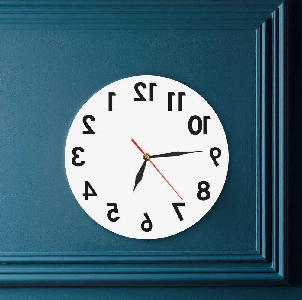 Reverse Wall Clock Unusual Numbers Backwards Modern Decorative Clock Watch Excellent Timepiece For Your Wall