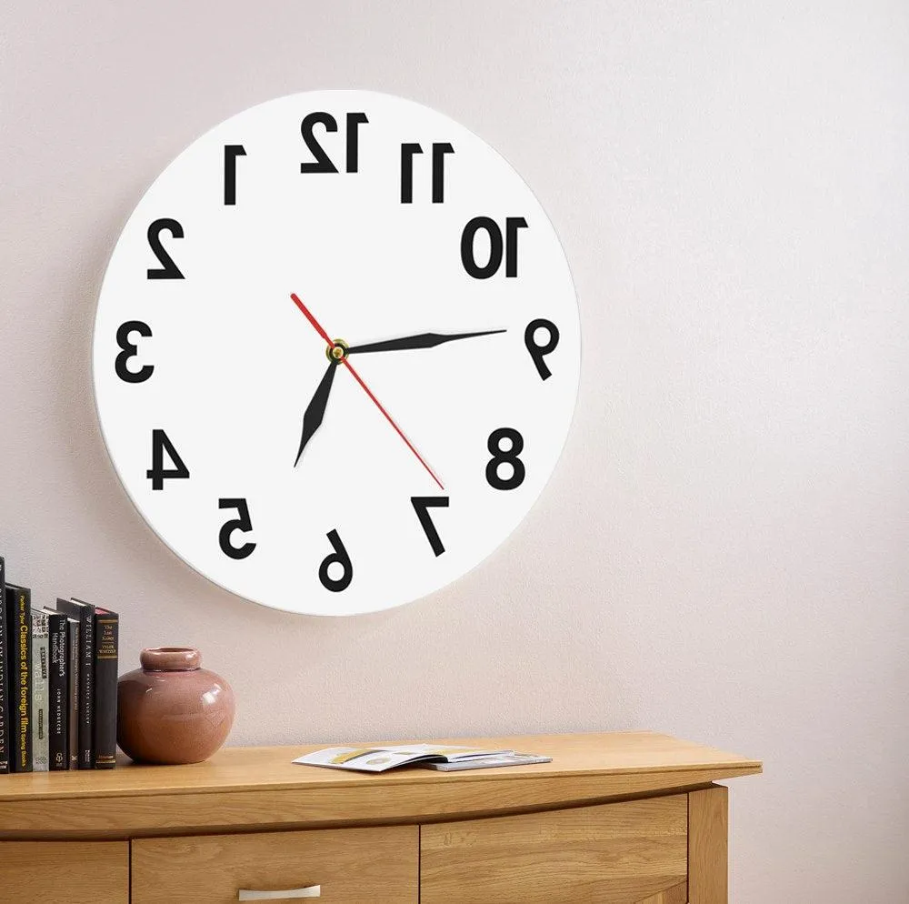 Reverse Wall Clock Unusual Numbers Backwards Modern Decorative Clock Watch Excellent Timepiece For Your Wall