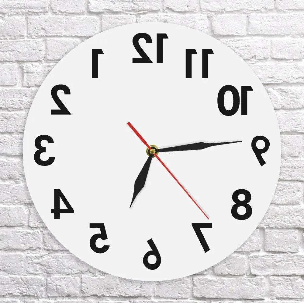 Reverse Wall Clock Unusual Numbers Backwards Modern Decorative Clock Watch Excellent Timepiece For Your Wall