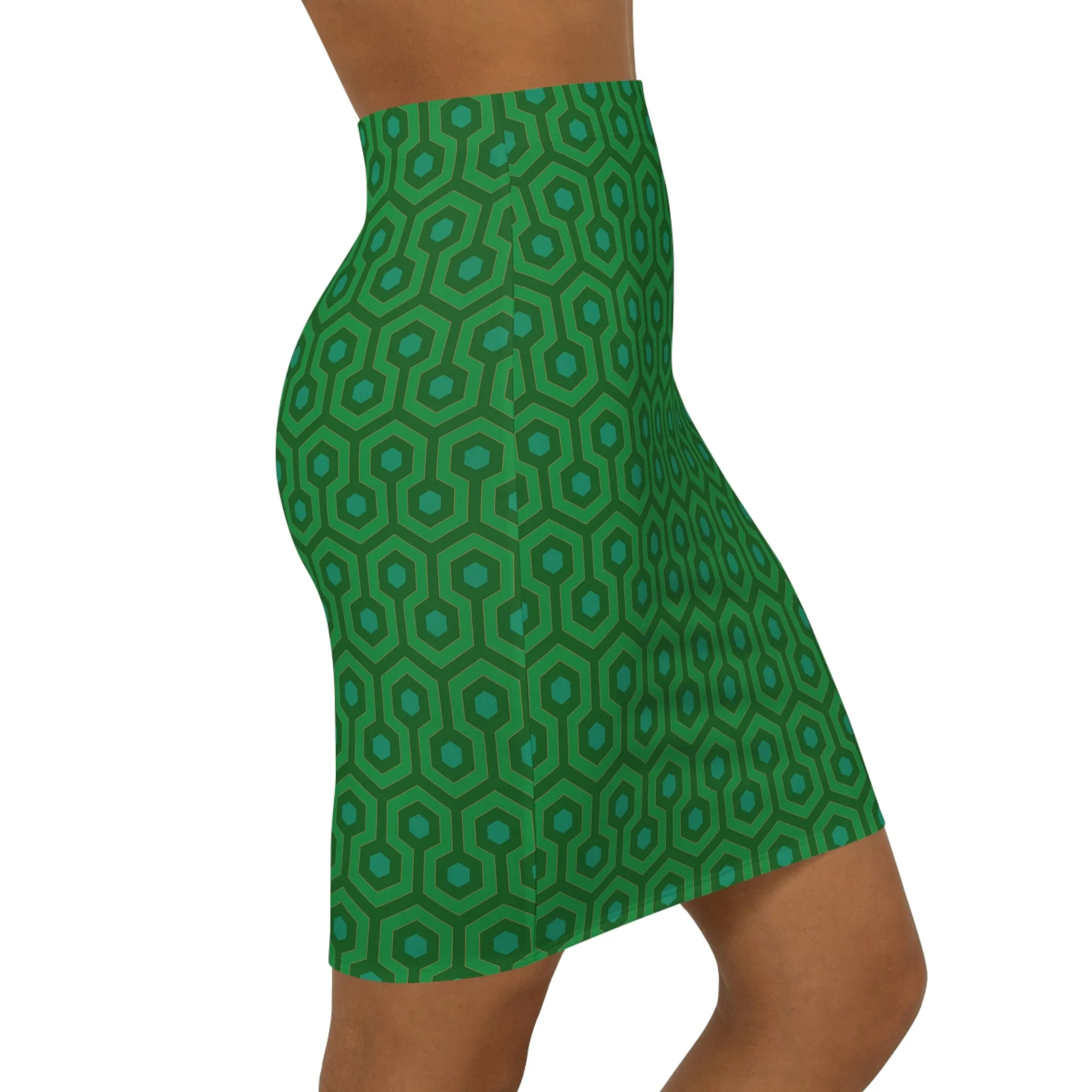 Roxy Green Graphic Hexagon 90's Vintage Stretch Fitted Mini Skirt | Pinup Couture